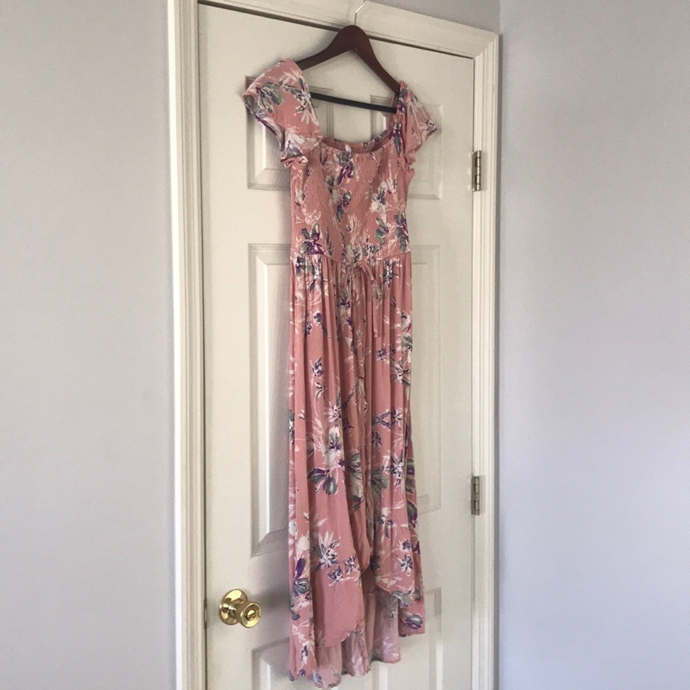 Pink floral high low dress
